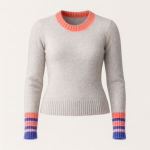 Club Monaco Gray Crewneck Sweater with Contrast Trim – Size XS